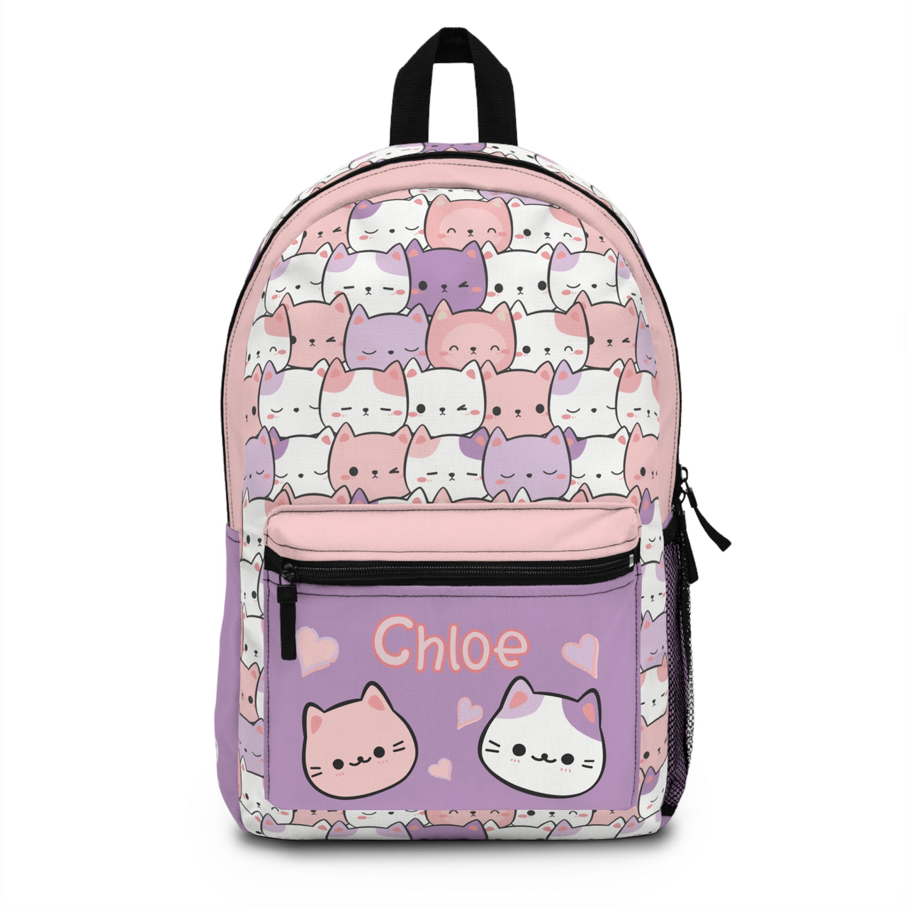Personalized 4pcs Kids Kitties Back to School Girls Bundle: Back Pack + Lunch Box + Water Bottle + Pencil Case (Save Extra 15% in bundle) - CHILD DECOR LLC
