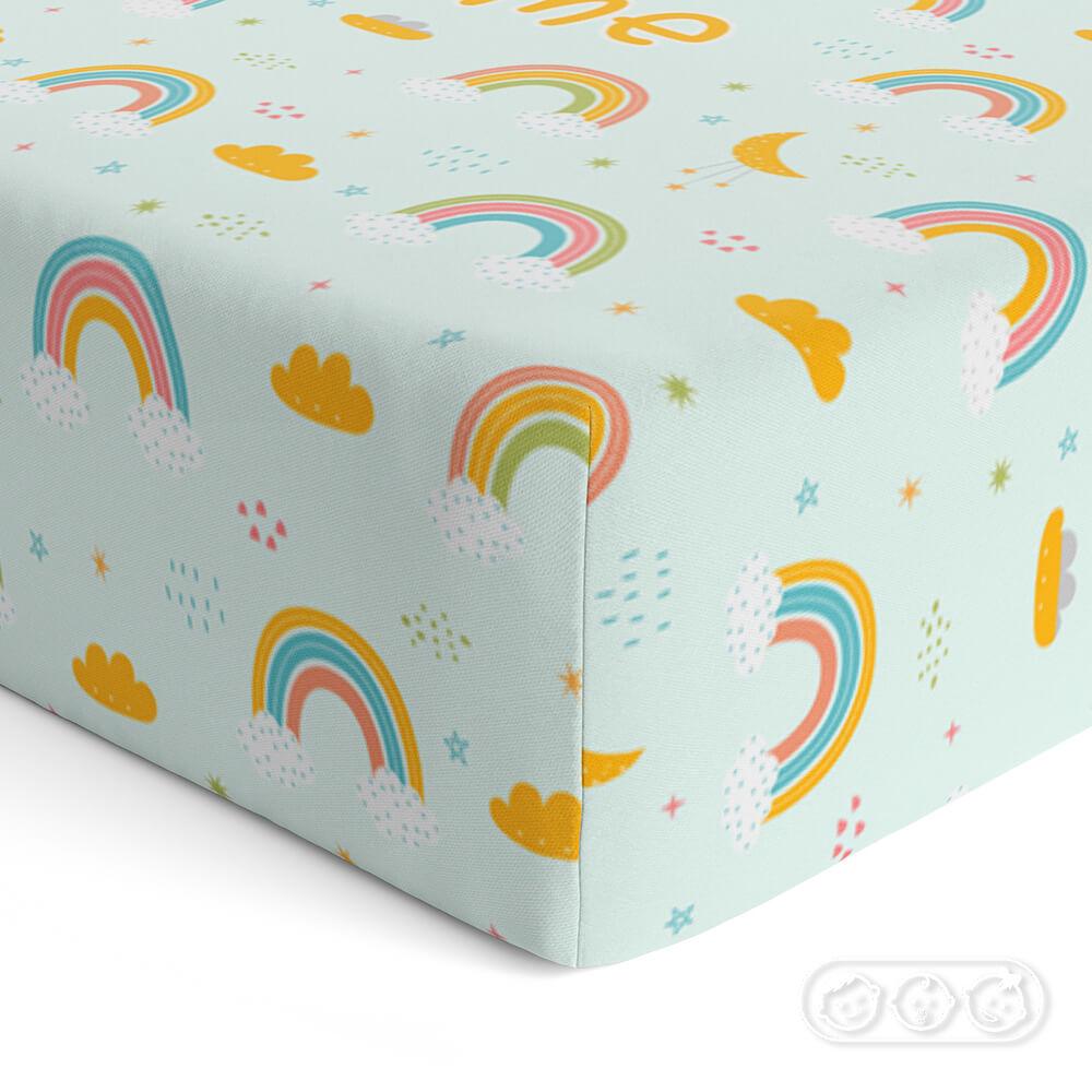 Baby Unisex Mint Rainbow Fitted Crib Sheet - CHILD DECOR LLC