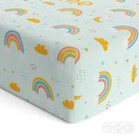 Thumbnail for Baby Unisex Mint Rainbow Fitted Crib Sheet - CHILD DECOR LLC