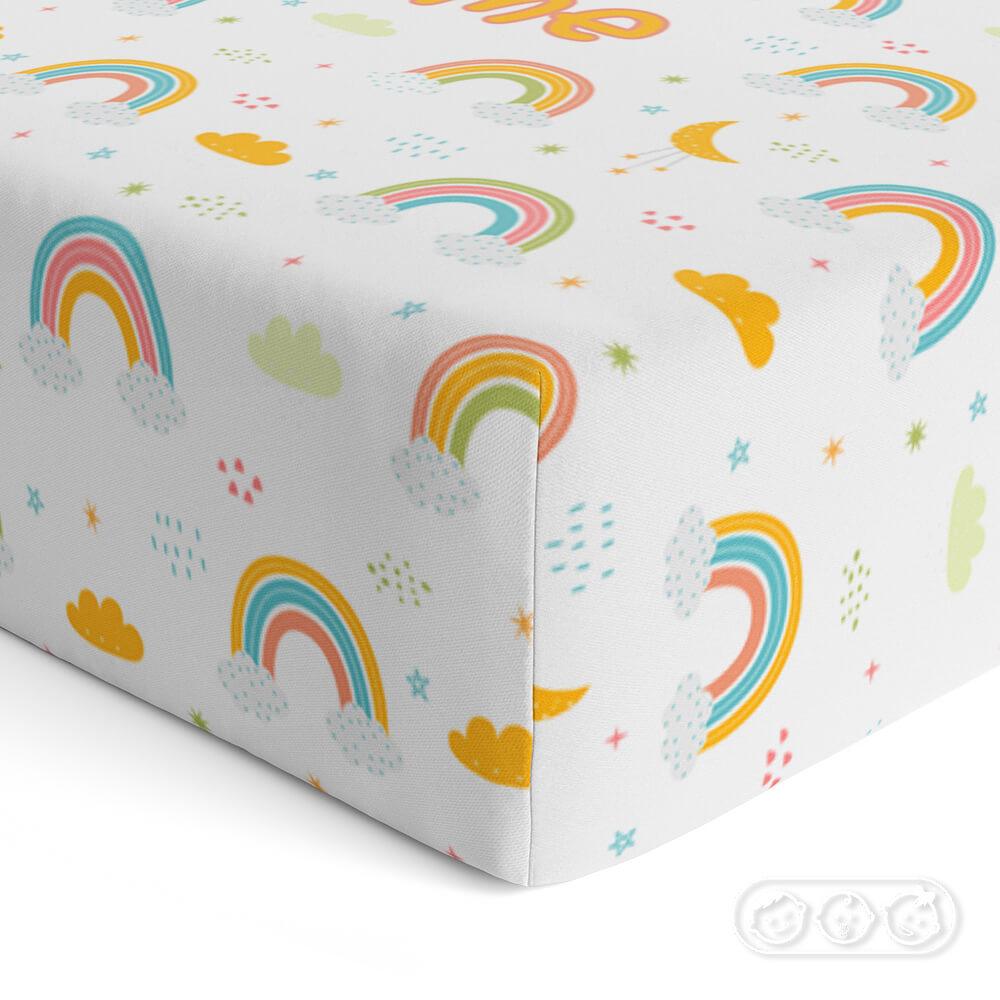 Baby Unisex White Rainbows Fitted Crib Sheet - CHILD DECOR LLC